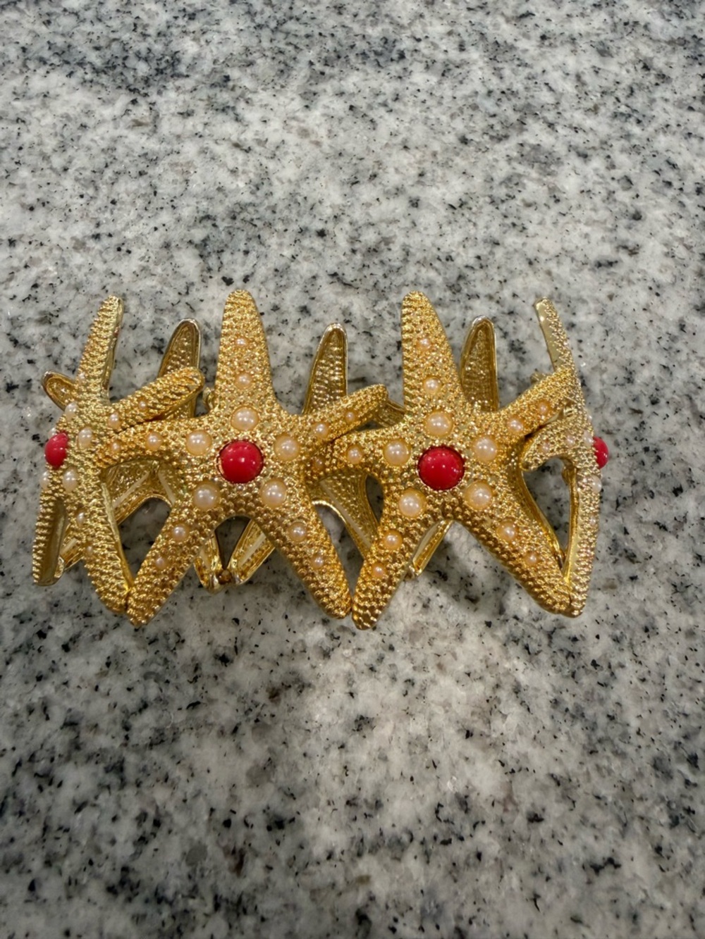 Lilly Pulitzer Gold Starfish Bracelet with Coral and Pearl Accents